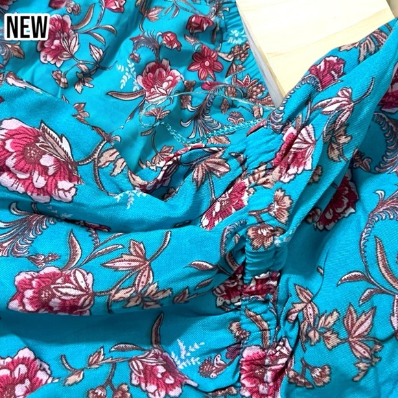 💝New Bebop Blue Floral Strapless Shorts Romper Outfit with tie ( one of the loo - Picture 7 of 8